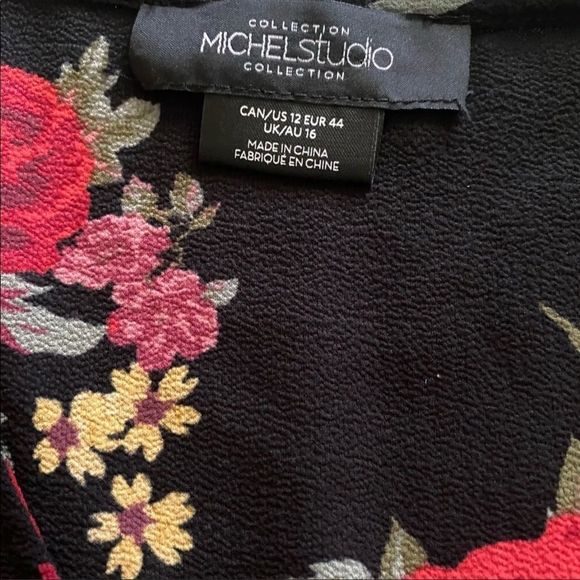 MICHEL STUDIO | Black and Red Floral Blouse - Picture 2 of 2